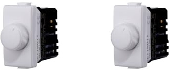 Elektronova Dimmer regolatore a manopola compatibile Bticino Matix per carichi resistivi 100W-1000W ON/OFF colore bianco - Confezione 2 pezzi