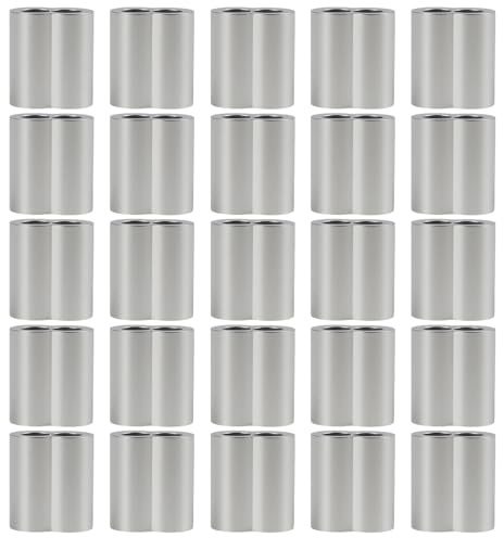 25 Pezzi 3 mm di Manicotti Doppi in Alluminio per Crimpatura, Morsetti in Alluminio, Manicotti in Alluminio per Funi Metalliche, per Fissare Cavi e Catene, Resistente e Facile da Usare