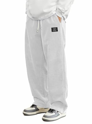 Duohropke Pantaloni in velluto a coste da uomo, elasticizzati, in tessuto giapponese, vita elasticizzata, per il tempo libero, per l'autunno, l'inverno, la gamba dritta, leggeri