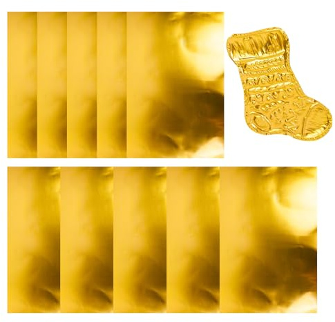 20 stycken präglingsfolie guld, silver, aluminiumfolie, slitstark extra tjock metallfolie för prägling, pyssel, för konst, målning, skulptur, heminredning, julkonst (200 x 300 x 0,07 mm)