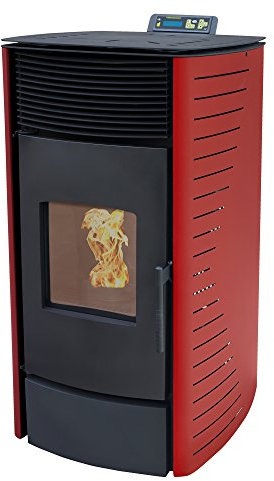 NEMAXX® P12 Pelletofen 13,6 kW bis 300m³ – Elektrokamin mit ECO-Modus, Wi-Fi Ready, Wochen-Timer & Überhitzungsthermostat für effizientes Heizen – Rot