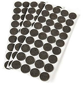 Emuca 2038216 Lot de 108 patins ronds en feutre diamètre 24mm auto-adhésifs marron
