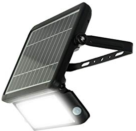 Luceco Proiettore LED per Esterni a Energia Solare con Sensore di Movimento PIR, Luce di Sicurezza, Illuminazione per Esterni, Regolabile, Guardian, Nero, IP65, 10W, 1080lm, 4000K, LEXSF11B40