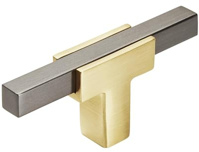 Amerock BP67BGLBCR | Kitchen Cabinet Door or Drawer Knob | Brushed Gold/Black Chrome | 2-3/4 inch (70 mm) Length | Urbanite | 1 Pack | Furniture Hardware | Bathroom Cabinet Hardware