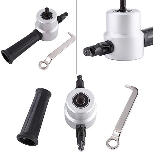 Fafeicy Metal Nibbler, Double Head Sheet Nibbler Cutter 360 Degree Electric Power Drill Attachment Punching and Die Cutting Hole Tool for Workshop, Home DIY