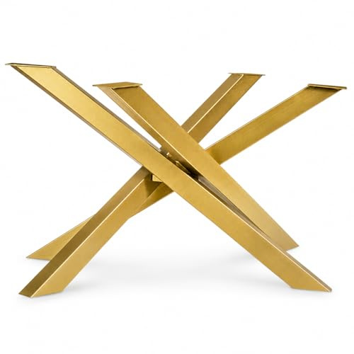 Magnetic Mobel Struttura del tavolo Orion Design a croce, robusta, robuste guide per tavoli, acciaio, gambe del tavolo, metallo (D'oro, 113x73xH71)