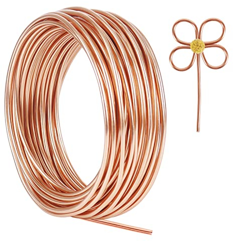Aluminium-Basteldraht 3 mm Dick 15M Biegsamer Skulpturaler Metalldraht für Fahrradmodellbau, Skelettherstellung, Blumenherstellung, Schmuckherstellung, Drahtweben und -wickeln (Kupfer)