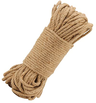 ZEONHAK Cuerda de yute natural de 60 m x 8 mm, cuerda de cáñamo trenzado para manualidades, cordel de equipaje