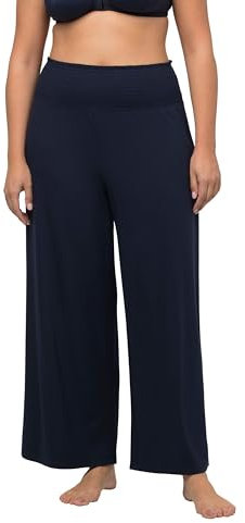Ulla Popken Damen Marlenehose, weites Bein, breiter Elastikbund, Nachtblau, 50/52