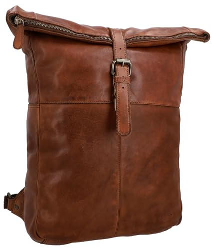 Gusti Leder Rucksack Henning – Leder Rolltop Rucksack mit Laptopfach 15 Zoll – Wasserabweisender Cityrucksack für Damen und Herren – Vintage Design – 13L Business Rucksack