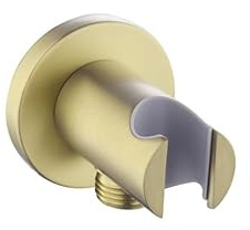 KINGBATH™ Round Shower Holder with Outlet Wall Mount Shower Outlet Elbow with Holder Brass Chrome 1/2” Shower Hose Hand Shower Wall Valve Connector Bracket for Bathroom Replacement Spare Parts