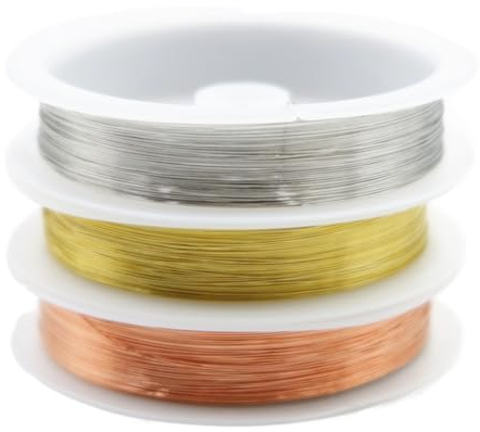 3 Pièces Fil de Cuivre, Fil pour Bijoux Perles, 0,2mm Artisanat Fil de Cuivre, 3 Couleurs Fils pour Bijoux, pour Perlage et Bijoux, Art Floral et Modélisme