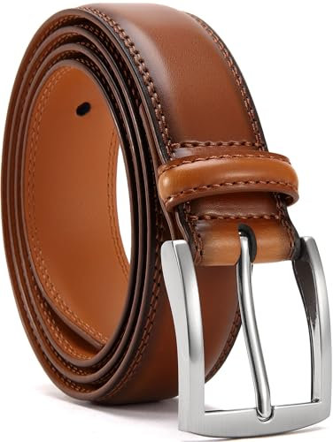 YOORAN Gürtel Herren,Braun Ledergürtel Herren, 33 mm breit, Geeignet Für Herrenjeans und Anzüge，Länge kürzbar