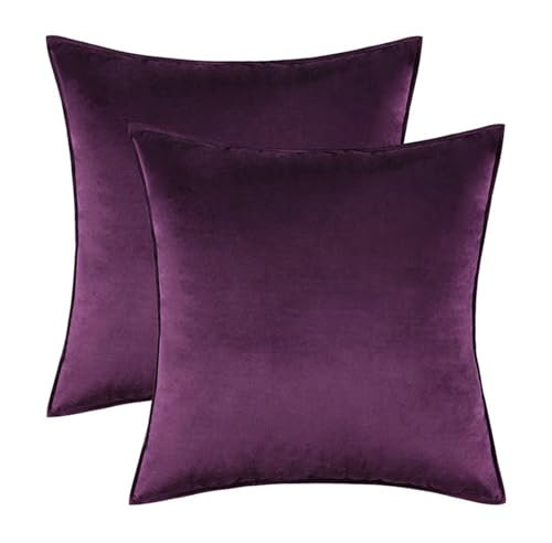 Kissenbezug 40x40 50x50 60x60 Samt 2er Set Kissenbezüge Kissenhülle Dekokissen Sofakissen Couchkissen Bezug Dekokissen Zierkissenbezug Sofa Kissenhüllen Wohnzimmer(Aubergine,30x50 cm Set of 2)