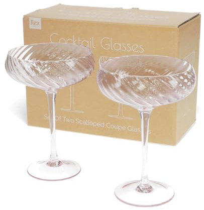 Rex London Scalloped Coupe Cocktail Glasses 250ml (Set of 2) - Pink