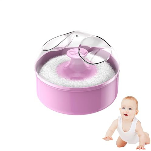 Puff y recipiente para polvo, recipiente para polvo con borla | Aplicador de polvo y delicado | Soporte para esponjas en polvo, organizador de maletas, dispensador de polvo vacío a prueba de pol