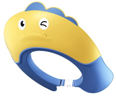 Nixiara Cuffia da bagno per bambini, regolabile, a forma di dinosauro, con visiera da bagno, per proteggere gli occhi e le orecchie, per bambini dai 6 mesi in su
