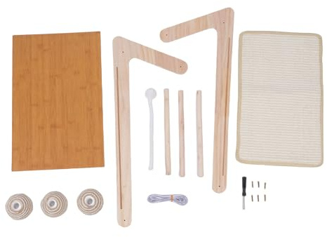 Planche à gratter pour Chat en sisal, Tapis à gratter Vertical avec Boule à gratter, Protection de Meubles Durable pour Chats d'intérieur, Bois de chêne, Ensemble de 15 Composants