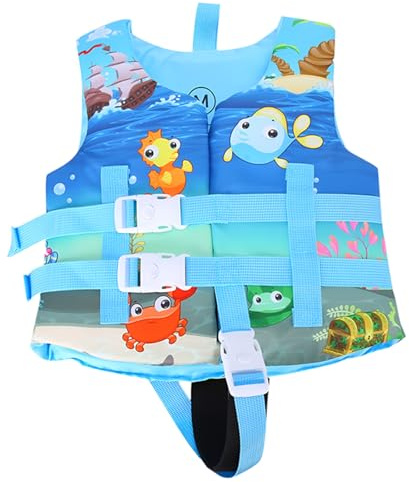 Generisch Gilet de sauvetage pour enfant pour petite et grande flottabilité pour un bain sûr dans la piscine, mer, gilet léger avec sangles réglables (bleu, 1-2 ans)