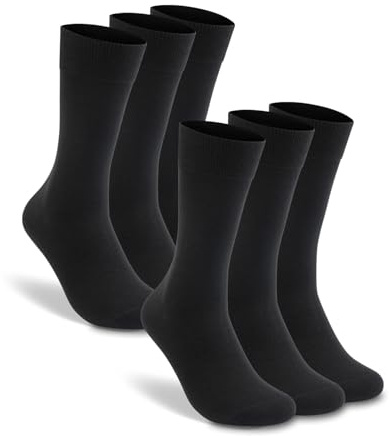 LIXIA Men's Thin Merino Wool Socks, Cozy Casual Winter Warm Breathable Mid-calf Dress Socks(6 Pairs - Black)