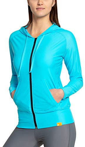 iQ-UV Leichte Sportjacke für Damen Türkis L – UV-Schutz Laufjacke für Damen speziell für Sommer mit UPF 50+ – Bequeme Walk Jacke hochelastisch, atmungsaktiv & schnelltrocknend
