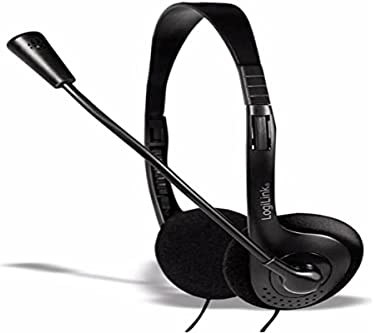 Logilink HS0052 - Auriculares estéreo con micrófono Easy VOIP para Conferencia telefónica, Color Negro
