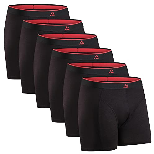 DANISH ENDURANCE 6er Pack Bambus Boxershorts Herren, Unterhosen Herren mit oder ohne Eingriff, L Black