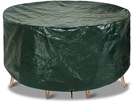 RICHIE Gartenmöbelabdeckungen, wasserdicht, 130 x 71 cm, Outdoor-Tischabdeckungen für Gartenmöbel, Gartenabdeckungen, rund, atmungsaktiv, Polyethylen für Tisch und Stuhl (Grün DHCFC130-0GR)