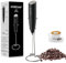 POWSAF Milchaufschäumer,Milchschäumer elektrisch mit Ständer, milchaufschäumer stab,13000 U/min, Milchschäumer für Kaffee, Latte, Cappuccino, Schwarz/Silbrig