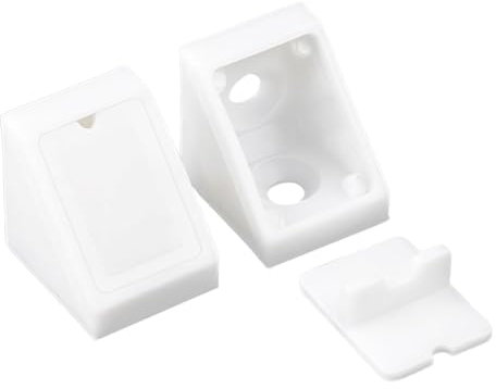LATRAT 20 supporti per scaffali bianchi per mobili a 90 gradi, in plastica, ad angolo retto, vite non inclusa