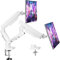 ELIVED Monitor Halterung 2 Monitore für 13-32 Bildschirme, Bildschirmhalterung 2 Monitore hält 2-9 kg Monitor mit VESA 75/100mm, Gasfeder Monitor Arm mit Neigbar, Schwenkbar, Drehbar, Weiß, EV6012W