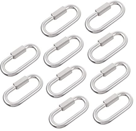 TOPPERFUN 10pezzi Maglia Di Catena Moschettone Maglie Rapide Per Catena Anello Vite Moschettone Per Impieghi Gravosi Realizzata in Acciaio Inossidabile Di Filettatura Precisa Senza Sbavature