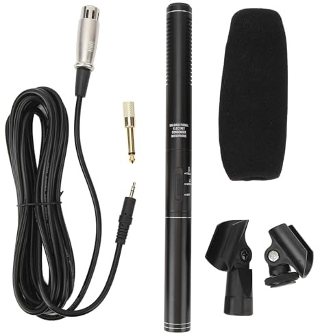 Microphone Professionnel Pistolet, 100-16000hz Micro Condensateur Cardioïde Professionnel Enregistrement Audio Interview Microphone Filaire Collecteur Sons Pour Caméra Vidéo Enregistrement Film
