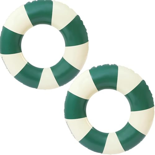 2pcs Anello di Nuoto Gonfiabile Salvagente Adulto, 70cm Strisce retro PVC gonfiabile Anello da Nuoto, piscina gonfiabile per feste estive in spiaggia e in piscina
