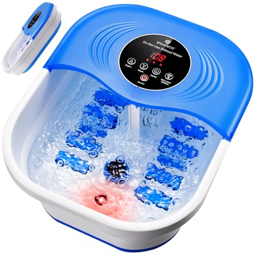 Fußbad Massagegerät mit Heizung, Fussmassagegerät Wasser mit Präziser LCD-Temperaturregelung, Timer, Blasen und Bimsstein, Fussbad mit Massagefunktion, Fußsprudelbad Wellness Geschenk (Blau)