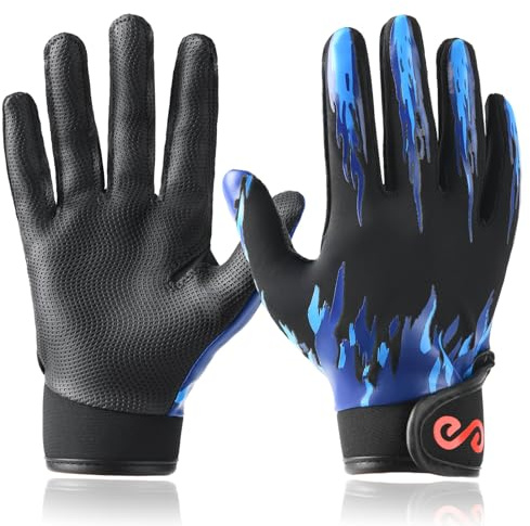 Syltra Kids Baseball Batting Gloves Youth Boys,Softball Batting Gloves Youth with Precise Fit & Peak Performance for Young Athletes, Fire Blue Youth XS-S