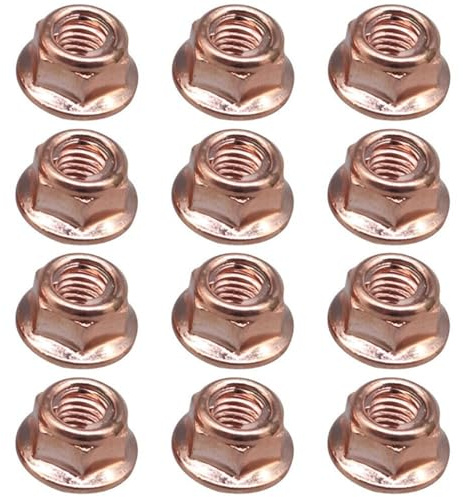 12 Pcs Car Exhaust Manifold Nuts Head Copper Nut M8 Hex Nuts Copper Self Locking Car Parts for Bmw E30 3 Series