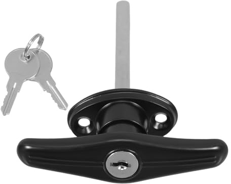 STAHAD Maniglia Serratura T Forma di T in Lega di Zinco Resistente con Chiave Blocco Porta per Garage Capanno e Casetta Semplice da Installare e Adatta Diverse Applicazioni Esterne