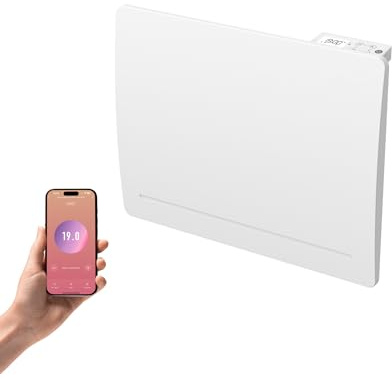 Elektrisk tröghetsvärmare gjutjärn + ansluten värmefilm wifi 1 000 W programmerbar termostat vit Cosyup Mova 3 års garanti
