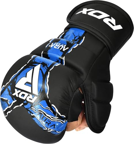 RDX Aura Plus F17 Guantes de Grappling para Hombre y Mujer, Guantes MMA con Palma Abierta, Guantes de Entrenamiento para Agarre, Sparring y Lucha en Suelo, Acolchado Amortiguador