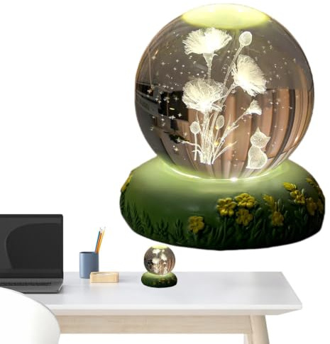 Kristallkula Nattlampa, Glaskula Nattlampa Base Resin Country Style | Bordslampa för Pathway Desk Bedroom Nursery