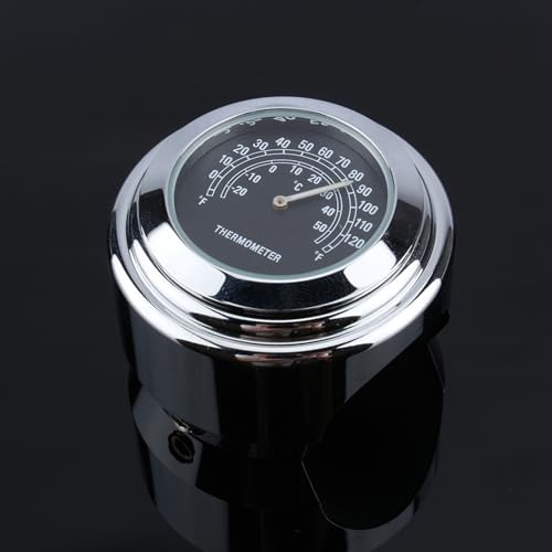Fabater Motorcykelstyretermometer 7/8 1 Aluminiumlegering Vattentät Temperaturmätare för ATV UTV - Enkelt Att Installera Chrome Mount