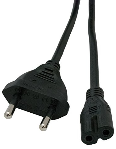 Naths Hardware | Euro-Netzkabel 1,8m | Netzteil 2-polig für Xbox One, PS4, Radio, Fernseher, UVM. | Euro 8 Doppelbuchse auf Netzstecker mit Schutzkontakt | Stromkabel schwarz