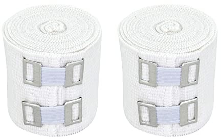 Premium Elastic Bandage Wrap (2 2 Pack) - NexSkin Soft, Latex-Free Compression Wrap with Durable Metal Clips - Washable & Reusable Support for Wrists, Ankles, Feet, Knees & More
