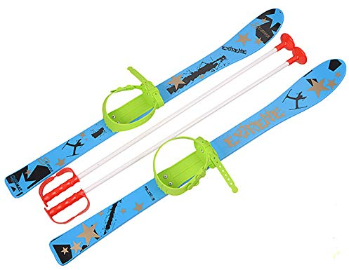 MARMAT KINDERSKI SKI Skier BINDUNG Stöcken Kinder-SKI Kunststoff 5 Farben 90 cm (Blau)