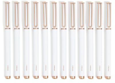 U Brands Catalina Felt Tip Pens, Set of 12, White and Rose Gold, Medium (0.7 mm) Point, Black Ink
