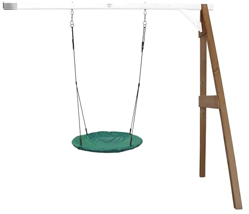 AXI Summer Nest Swing with frame of wood in brown & white | Wall-mounted swing for children with nest swing seat | Swing set only on wall for garden/outdoors