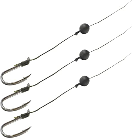 Tandem Baits 3-er Set Monster Cat Wels-Vorfachhaken Einzelhaken mit Rassel Waller-Vorfachhaken zur Vorfachschnur | Angel-Set Angelhaken zum Welsangeln | Angelzubehör Haken Wallerangeln 4/0 60kg 80cm