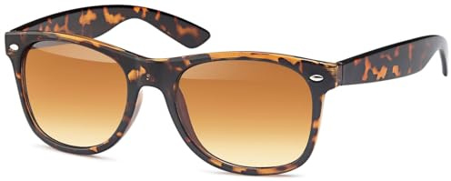 styleBREAKER Unisex nördsolglasögon med speglade eller tonade glas, klassisk retrodesign 09020039, Ram brun demi/glas brun förlopp, Einheitsgröße