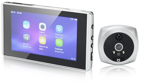Visionneuse de Porte Numérique Intelligente de 4,5 Pouces, Visionneuse de Judas de Porte 160 Degrés 1080P 2MP Caméra Sonnette avec Vision Nocturne IR pour la sécurité de